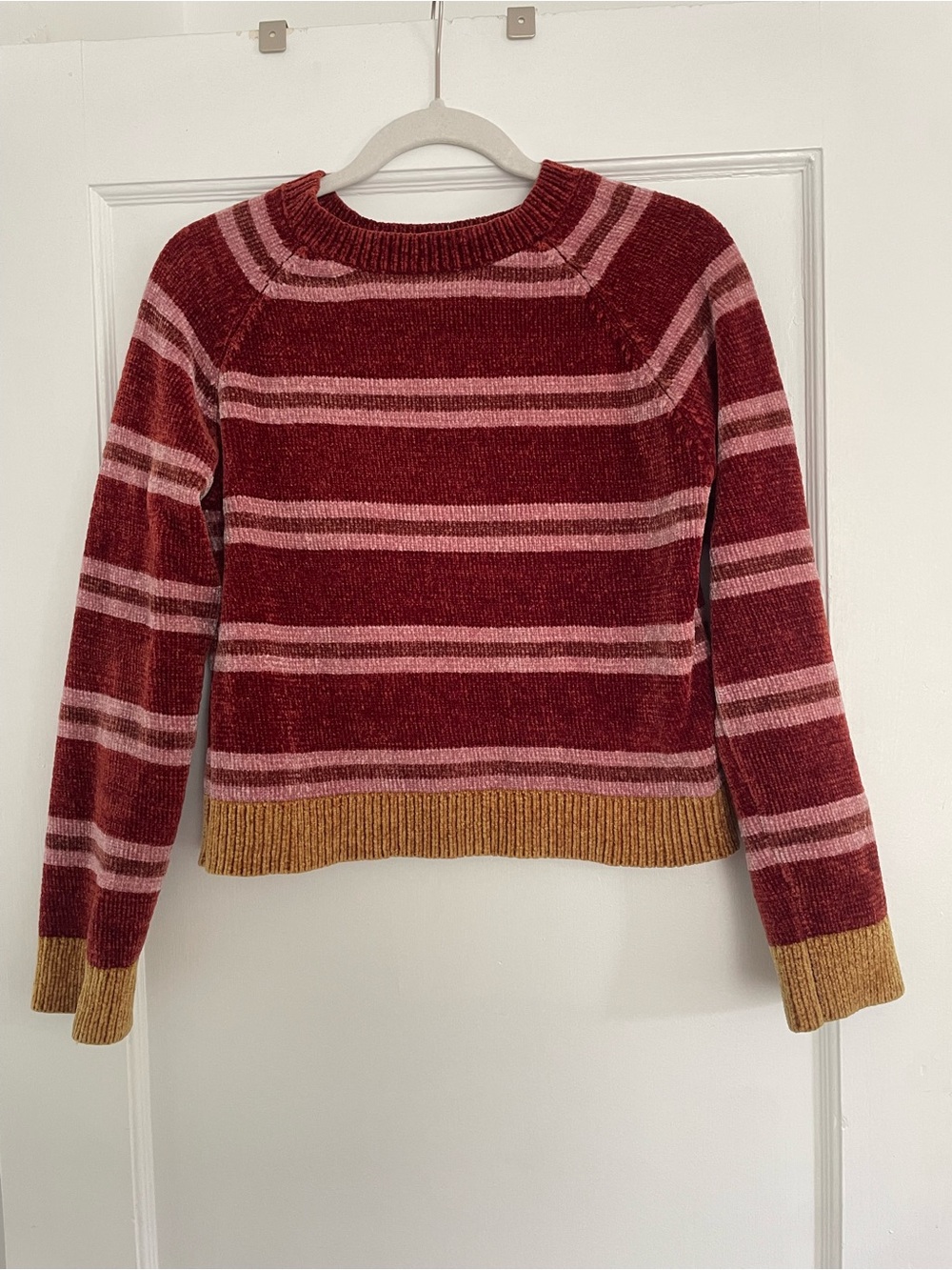 Alya Striped Red, Pink & Gold Crewneck Sweater